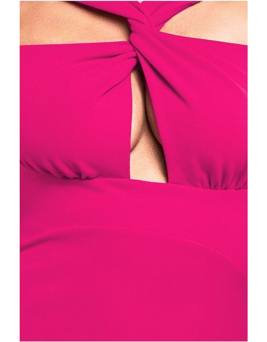 Goddiva Scuba Crepe Twist Cutout Maxi Dress - HotPink - 3