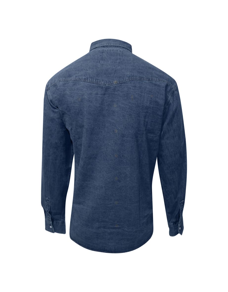 Duke Mens Kingsize Western Denim Shirt - Stonewash - 1