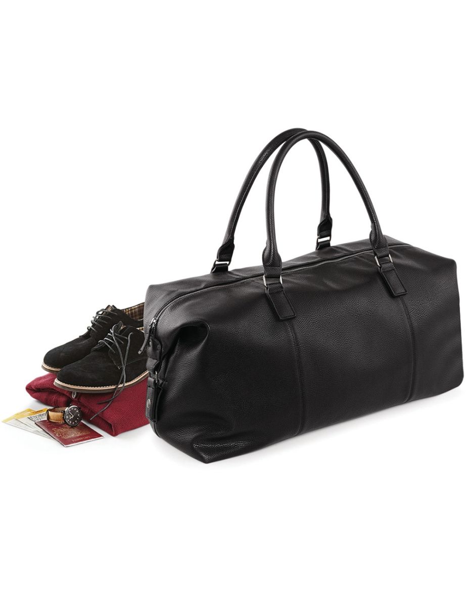 Quadra NuHude Faux Leather Weekender Holdall Bag - Black - 1