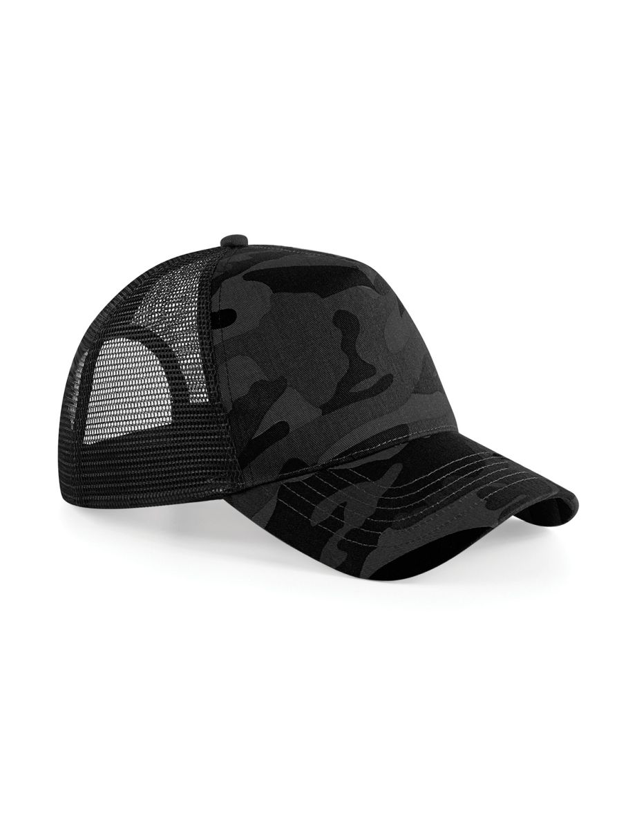 Beechfield Retro Camouflage Snapback Trucker Cap - Midnight Camo