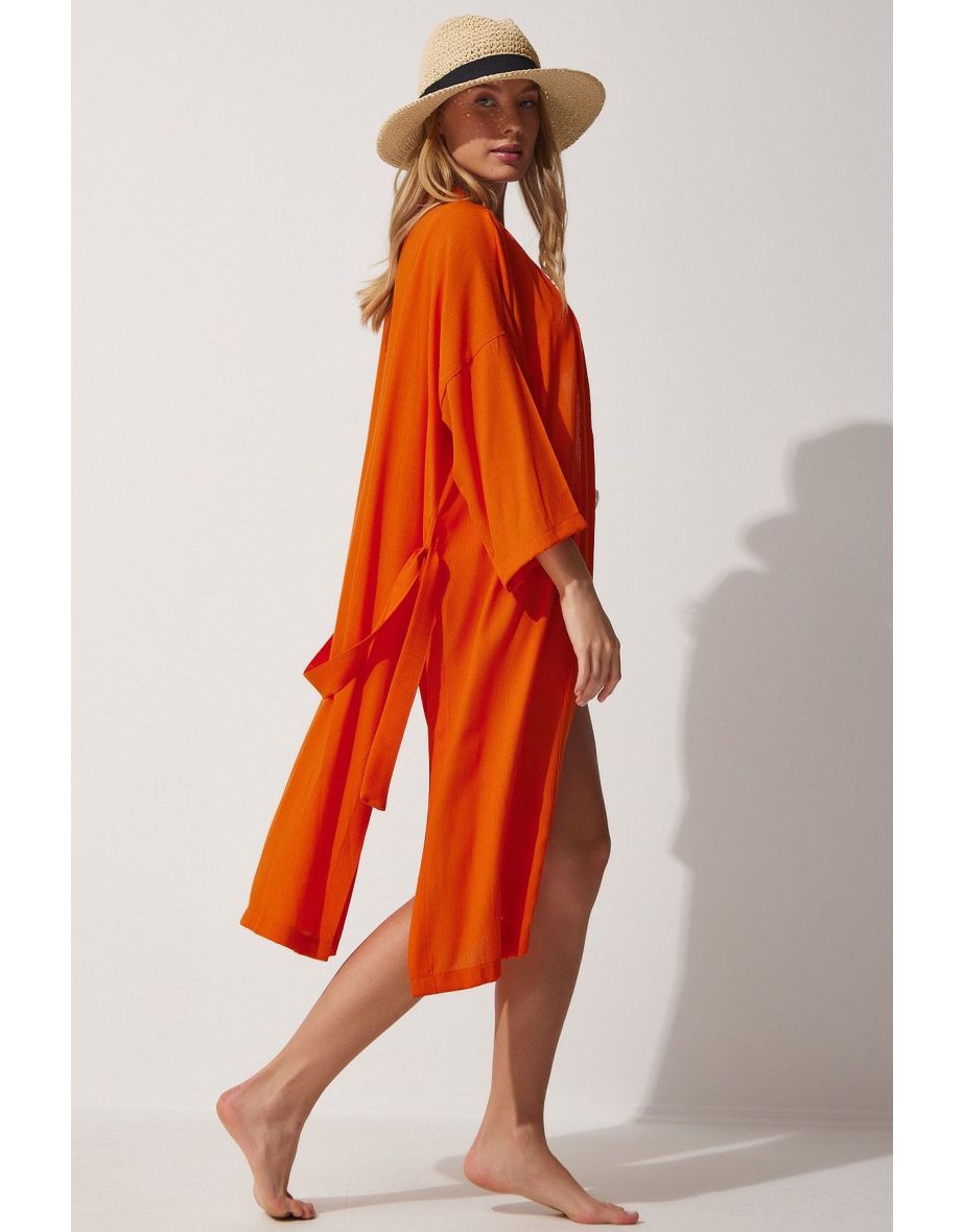 Women's Tile Belted Crinkle Viscose Kimono - 6