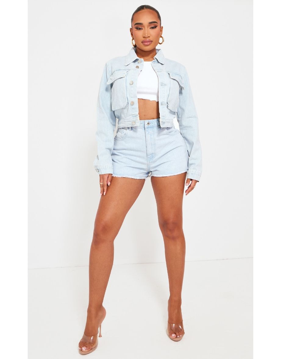 Shape Blue Cotton Printed Bum Hot Pants
