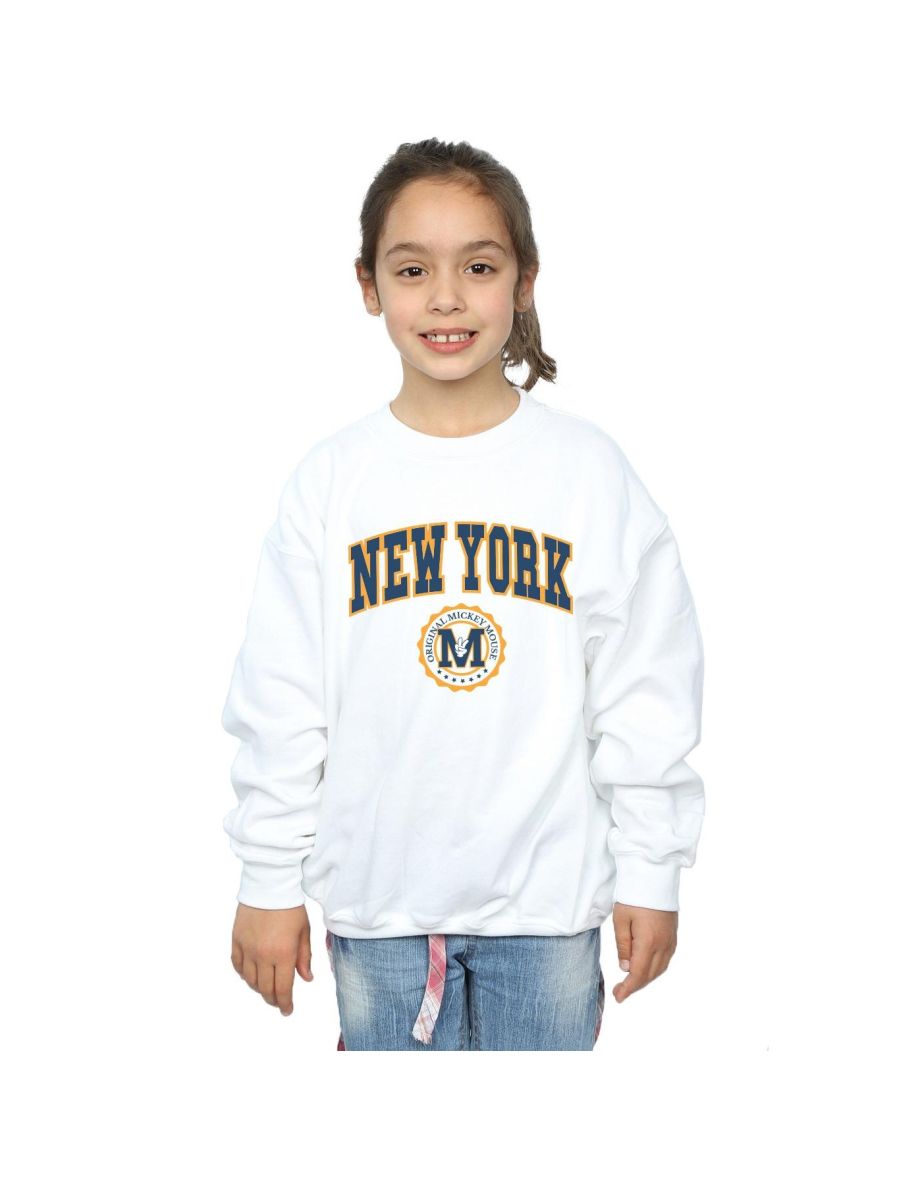 Disney Girls Mickey Mouse New York Seal Sweatshirt - White