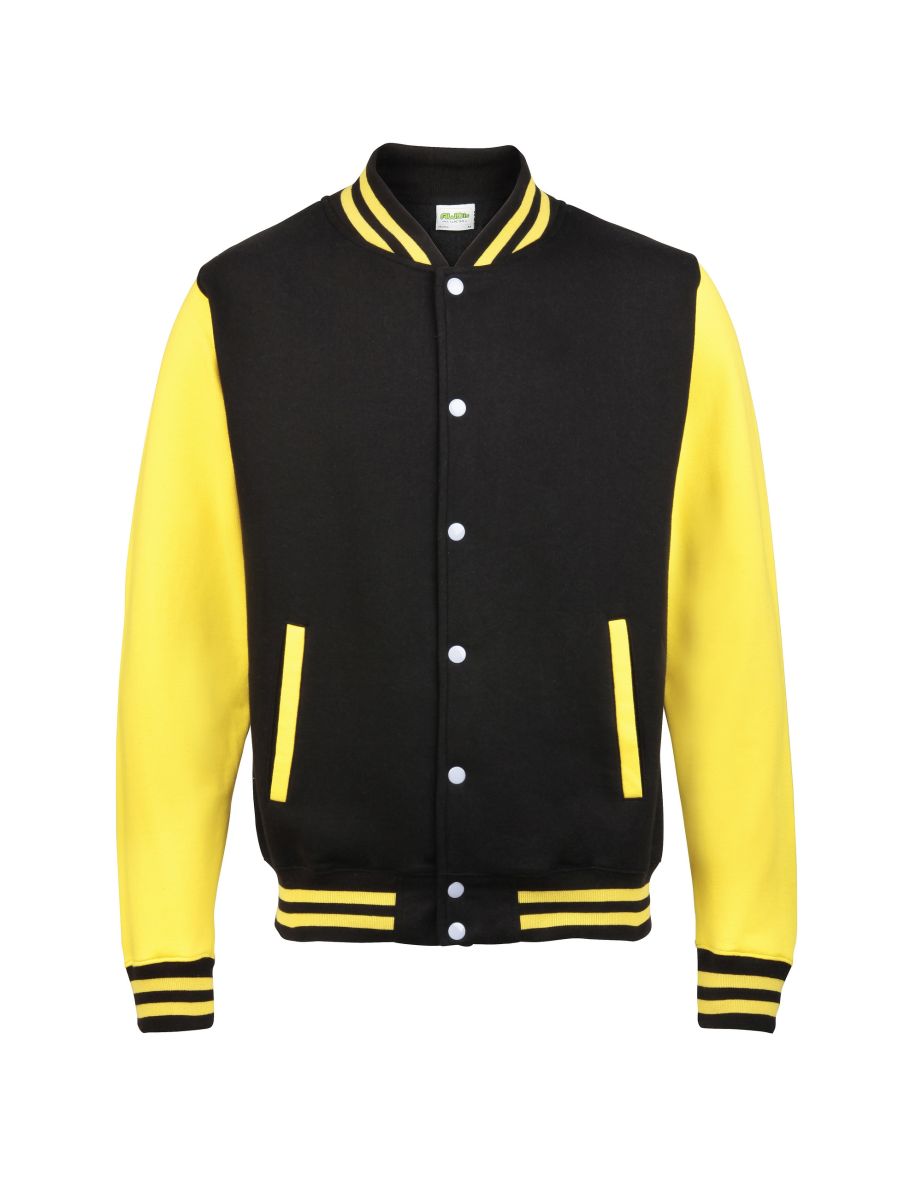 Awdis Unisex Varsity Jacket - Jet Black/Sun Yellow - 2
