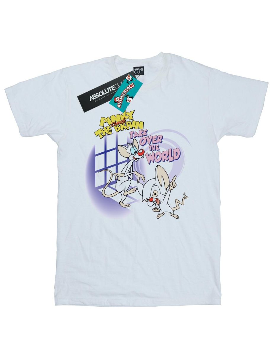 Animaniacs Mens Pinky And The Brain Take Over The World T-Shirt - White