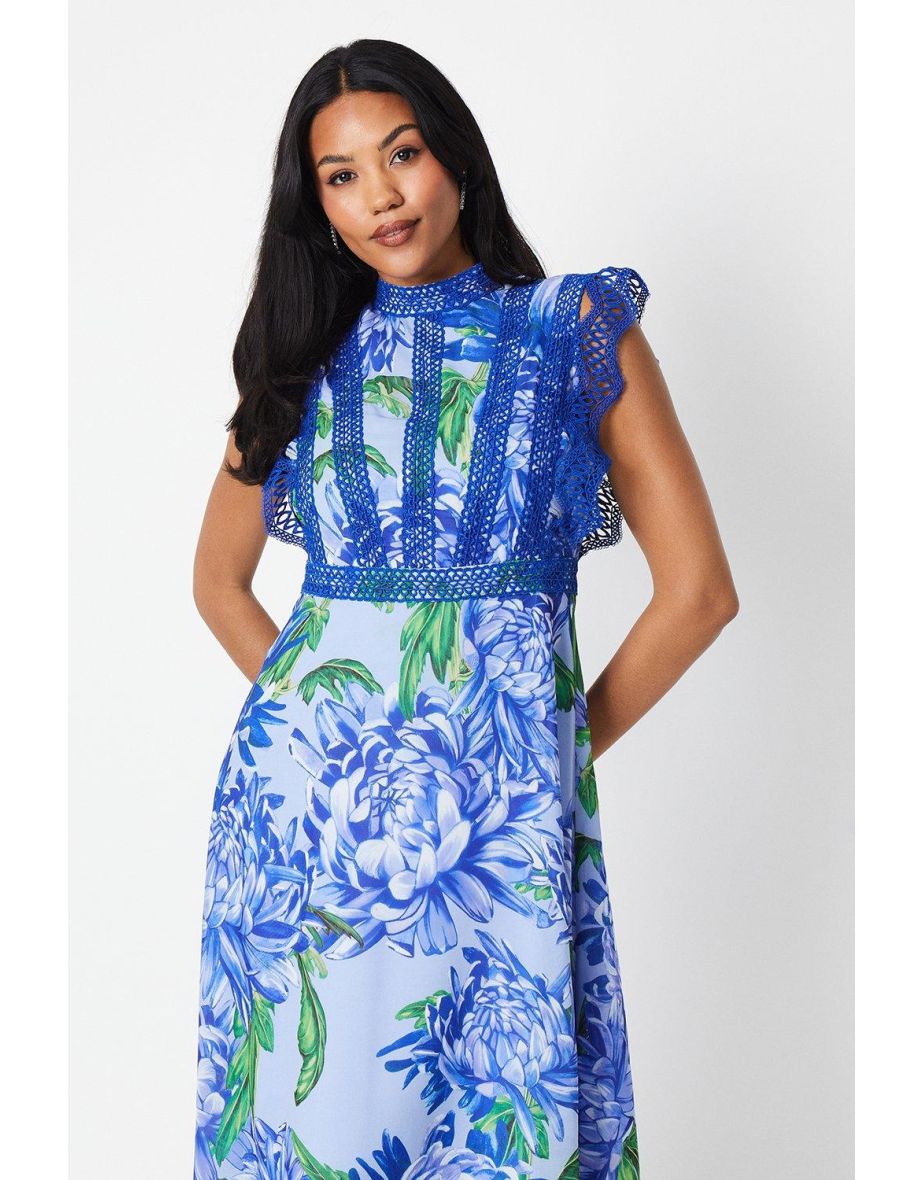 Lace Trim Printed Dress - 3