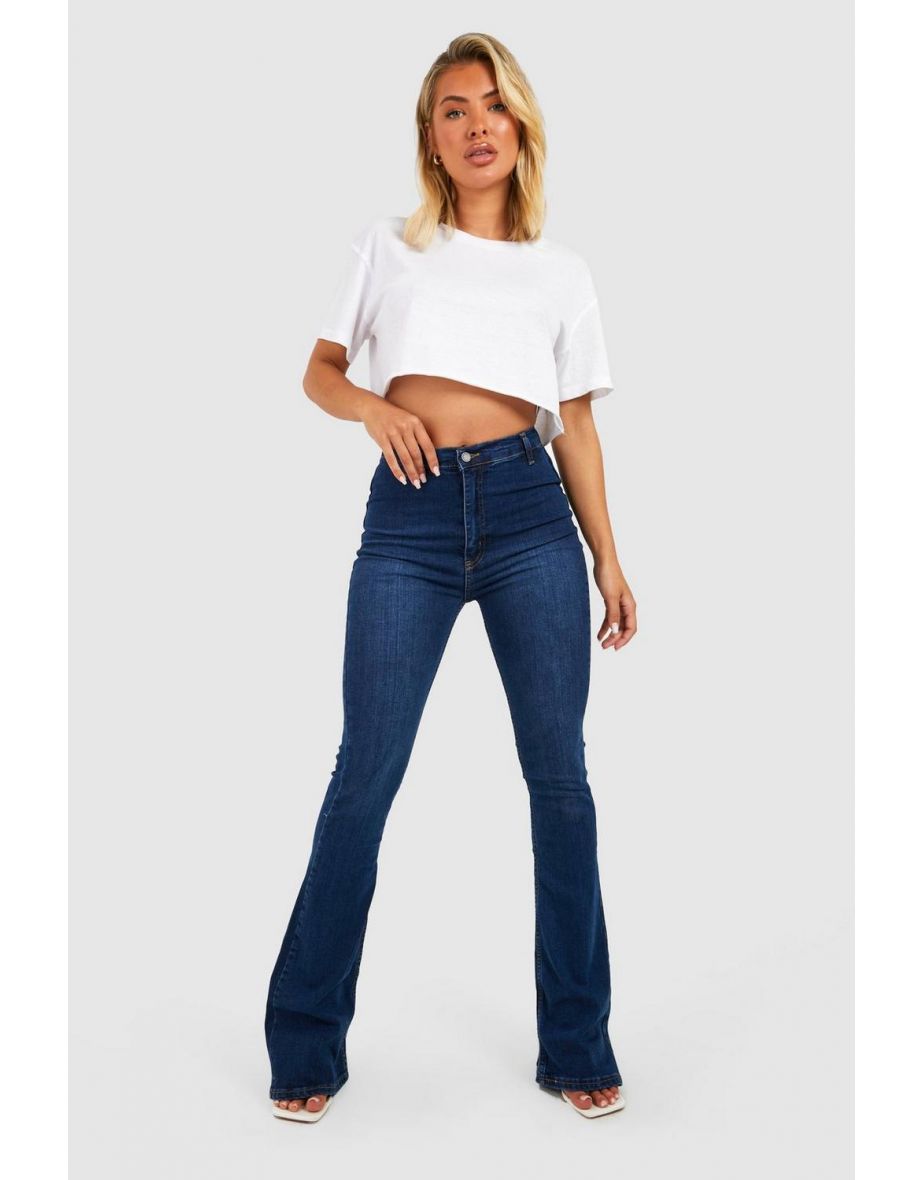 Butt Shaper Mid Rise Skinny Flared Jeans - indigo