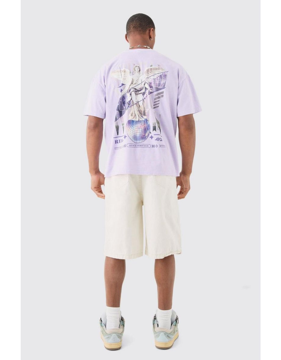 Oversized Boxy Disco Renaissance Wash Print T-shirt - lilac - 2