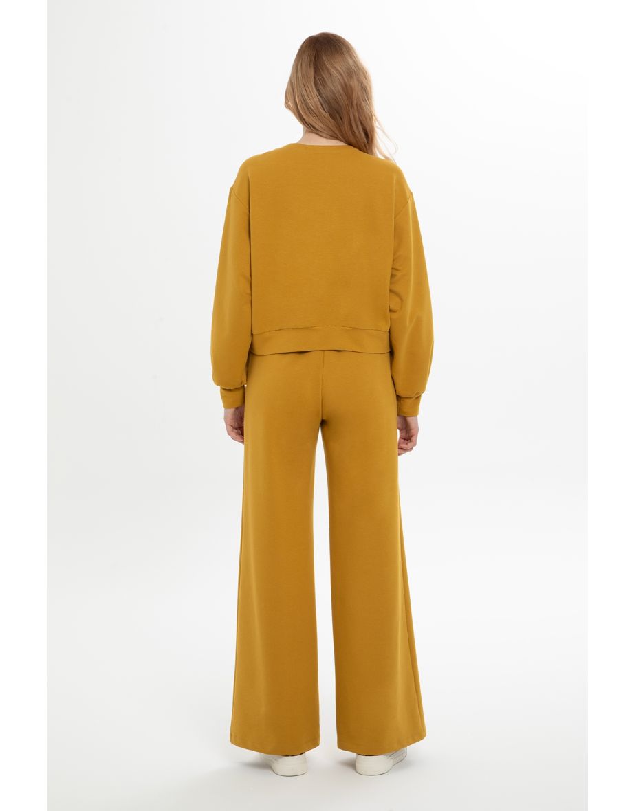 Yellow Tracksuit with Wide-Leg Pants and Pockets - 2