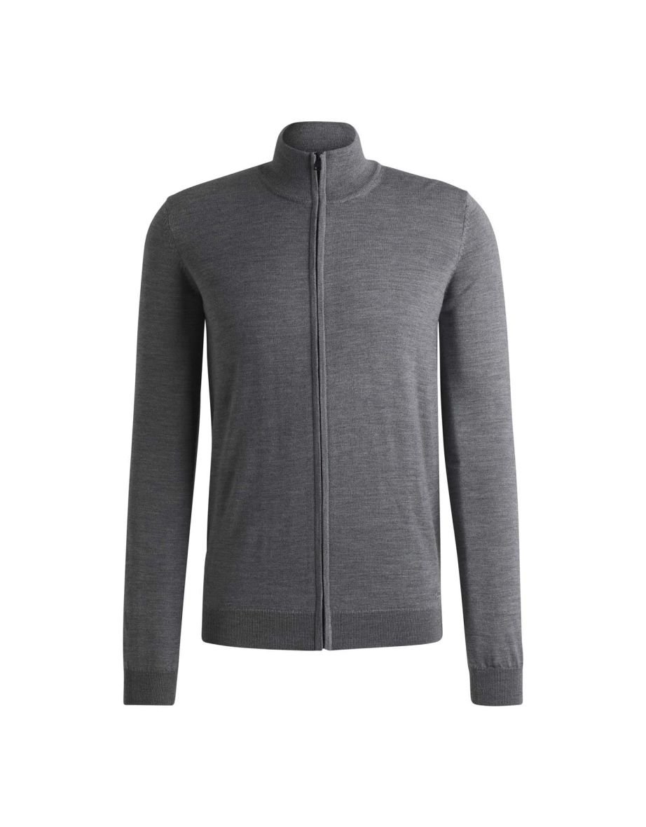 Men's Hugo San Jorge Zip-Up Cardigan in Grey