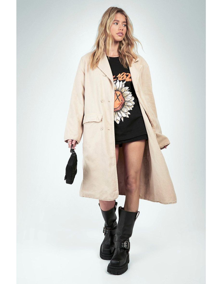 Kourtney Kardashian Barker Oversized Double Breasted Coat - sand