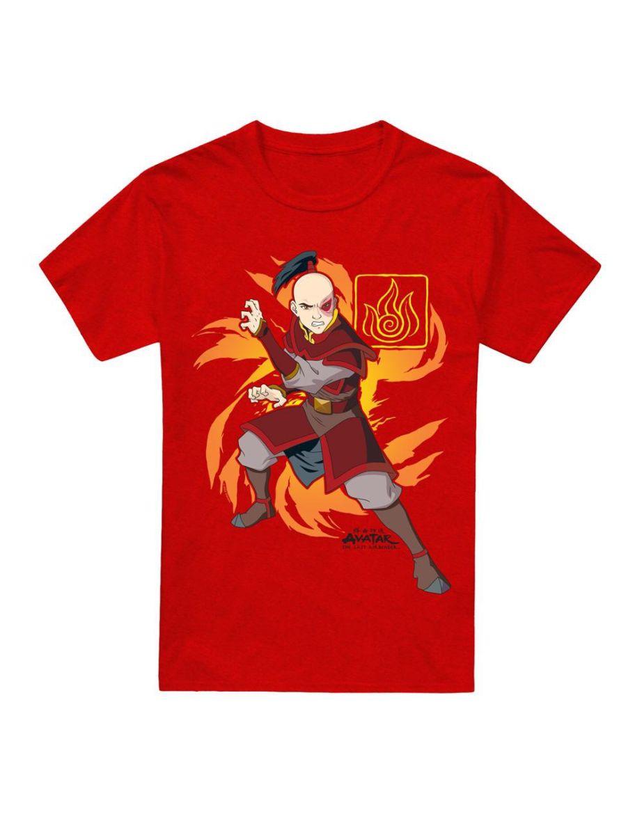 Avatar: The Last Airbender Unisex Adult Flame Burst Zuko T-Shirt - Red