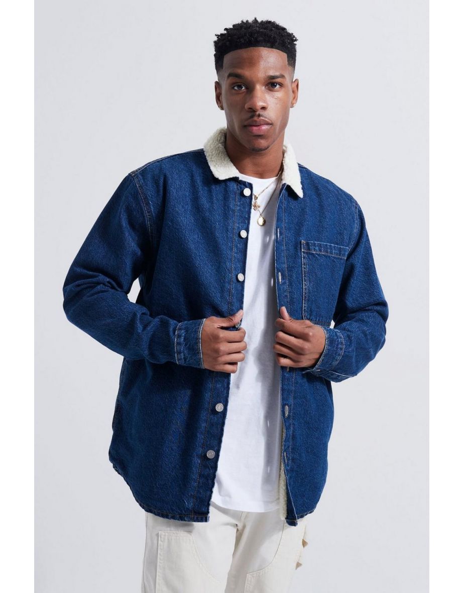 Fully borg lined hot sale denim jacket