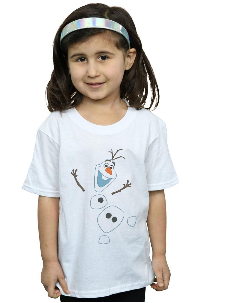 Disney Girls Frozen Olaf Deconstructed Cotton T-Shirt - White