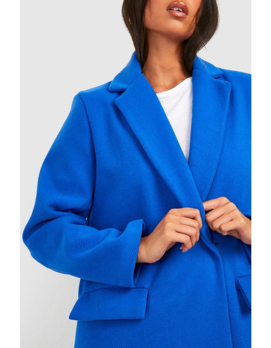 Petite Premium Wool Look Longline Coat - cobalt - 3