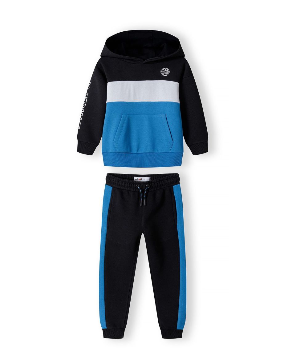 Boys Fleece Hooded Top and Jogger Set with Panelling