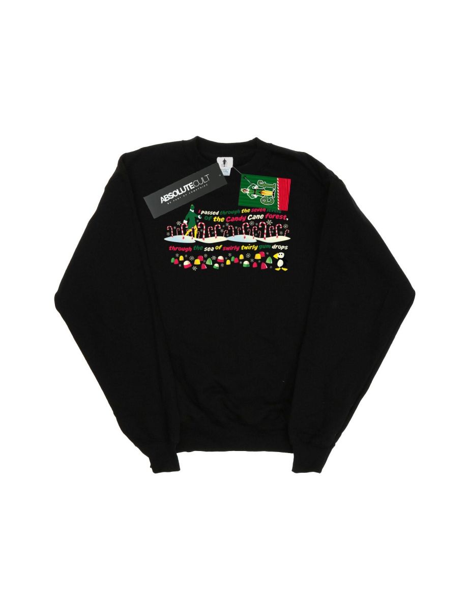 Elf Girls Candy Cane Forest Sweatshirt - Black