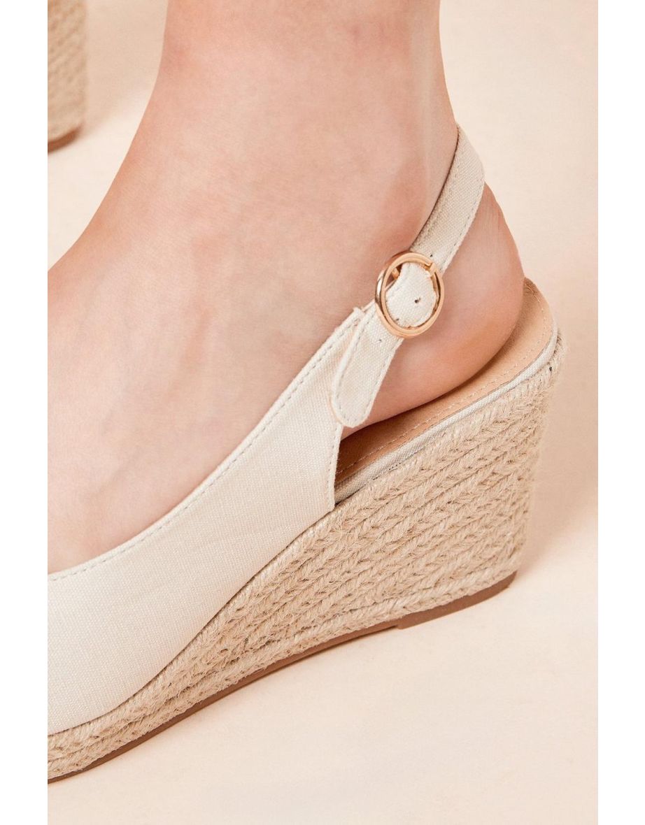 Wide Fit Riya Closed Toe Slingback Espadrille Wedge Sandals - 2