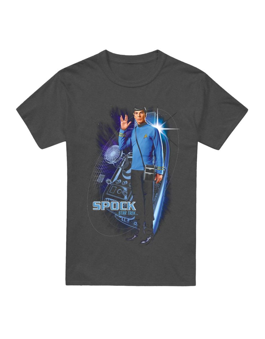 Star Trek Unisex Adult Galactic Spock T-Shirt - Charcoal