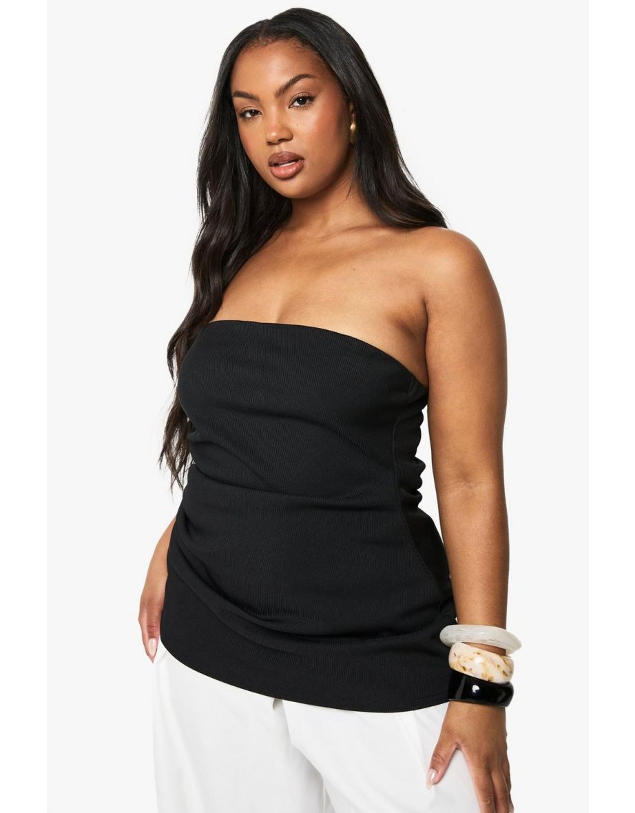 Plus structured draped bandeau top - black