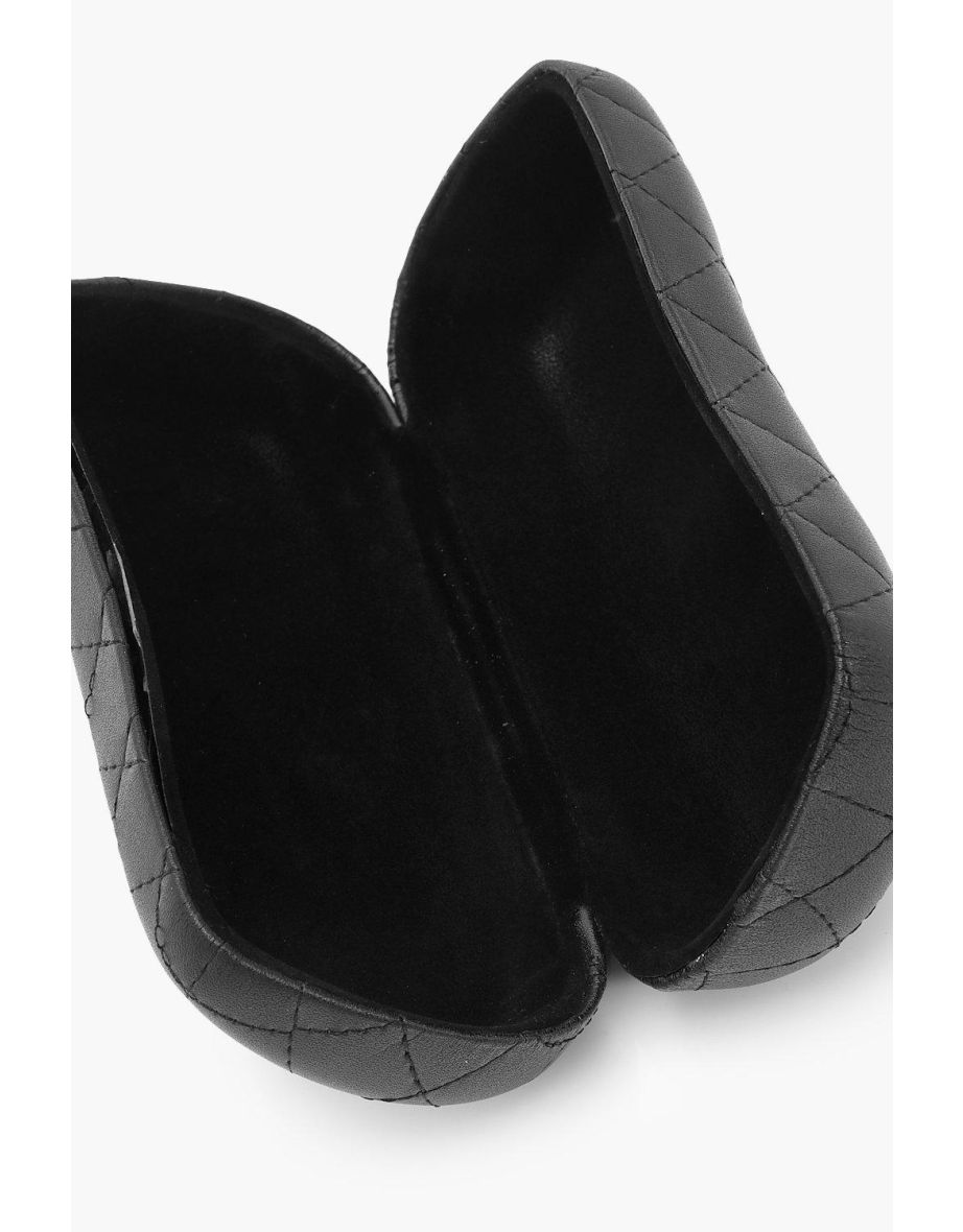 Quilted Hard Sunglasses Case - black - 1