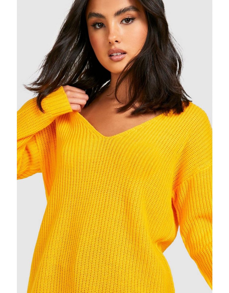 V Neck Jumper - orange - 3