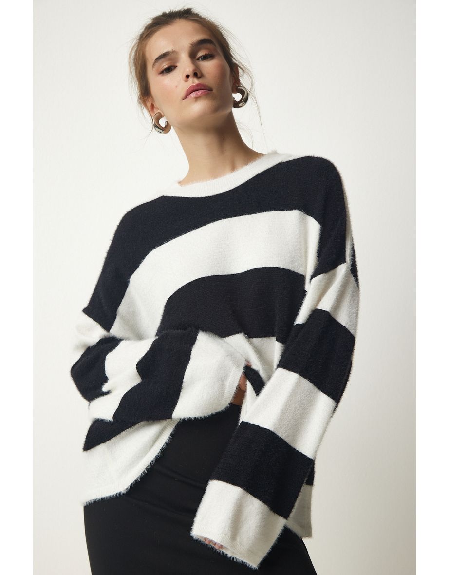 Oversized black and white striped outlet sweater