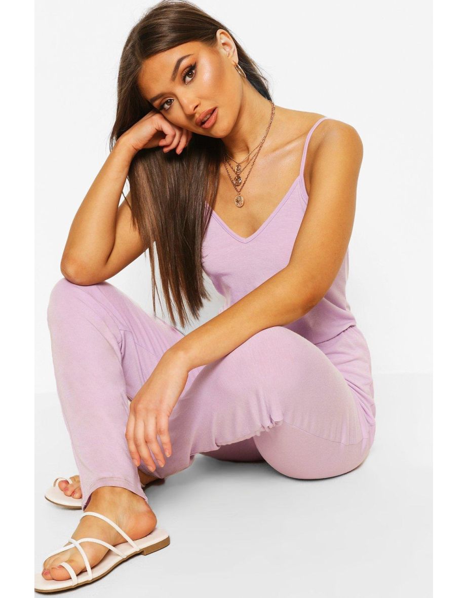 Recycled Basic Strappy Jumpsuit - lilac - 3