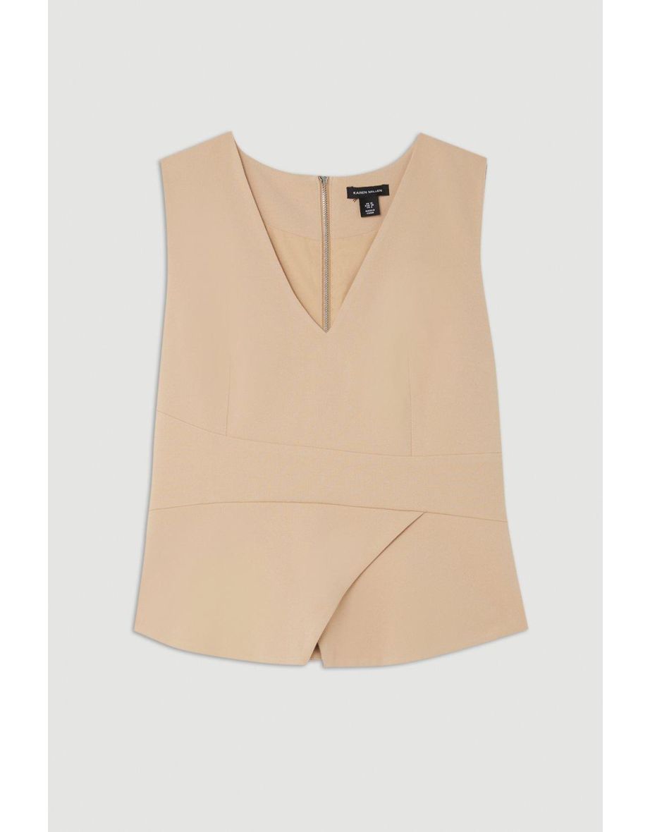 Tailored V Neck Peplum Top - 3