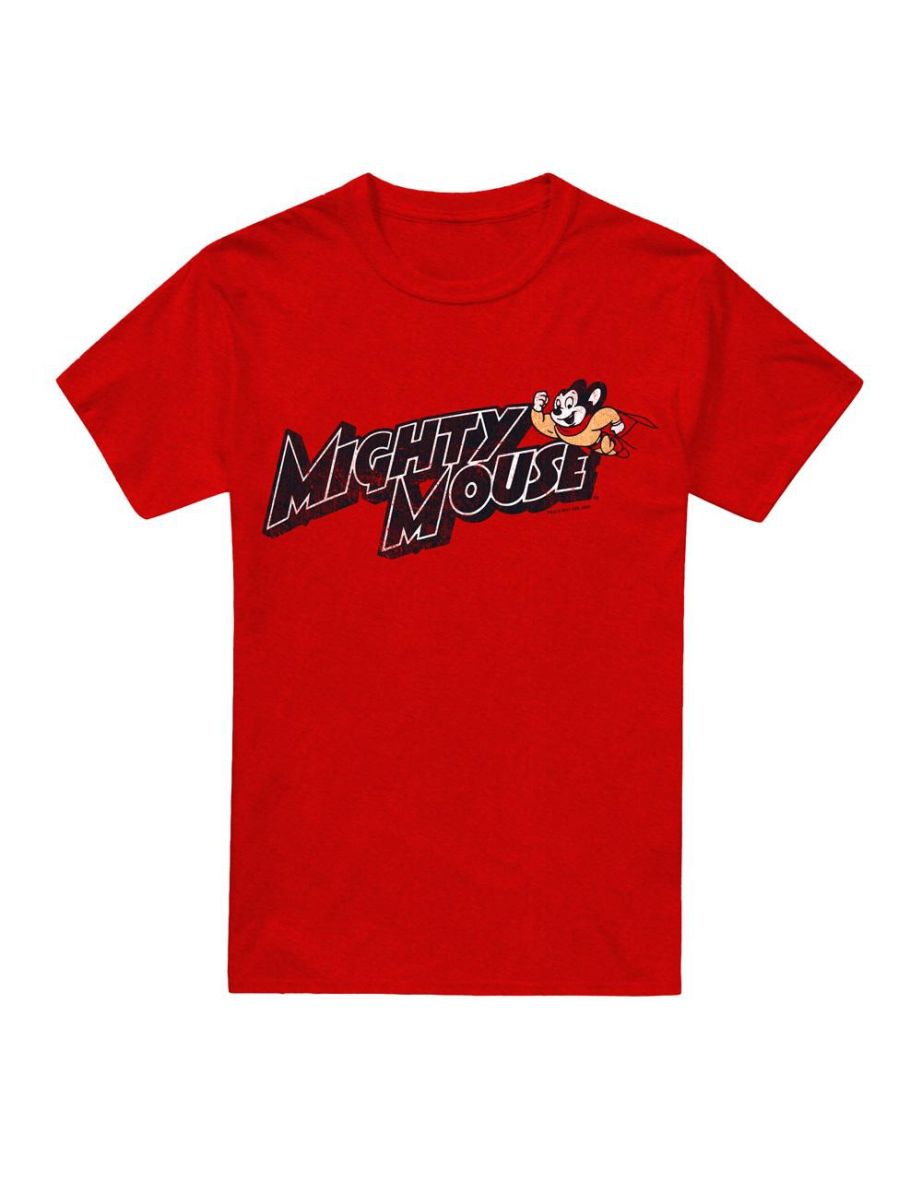 Mighty Mouse Unisex Adult Might Logo T-Shirt - Red