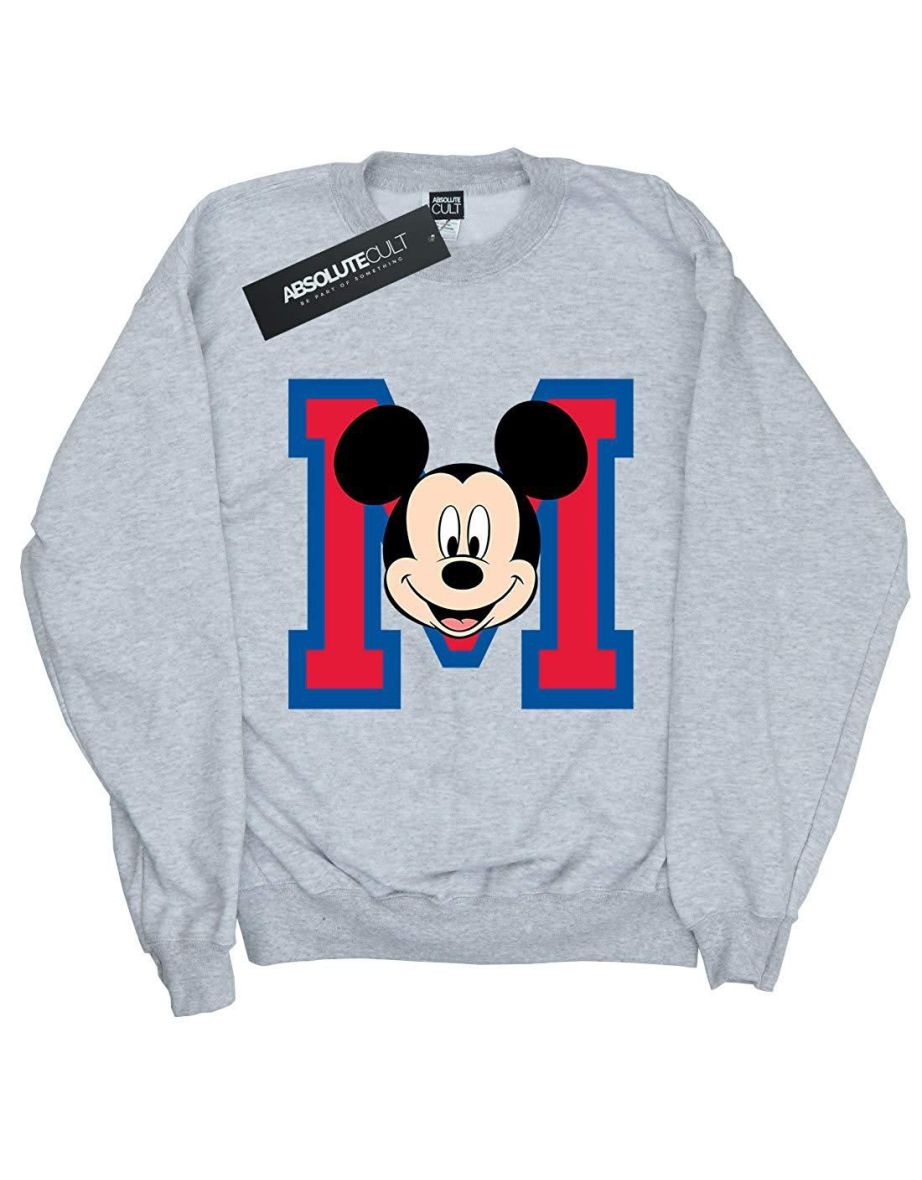 Disney Girls Mickey Mouse M Face Sweatshirt - Sports Grey
