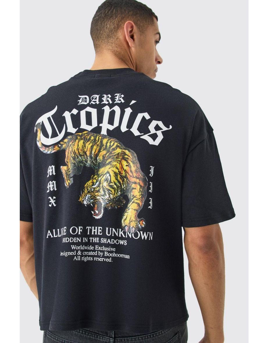 Oversized Interlock Dark Tropics T-shirt - black