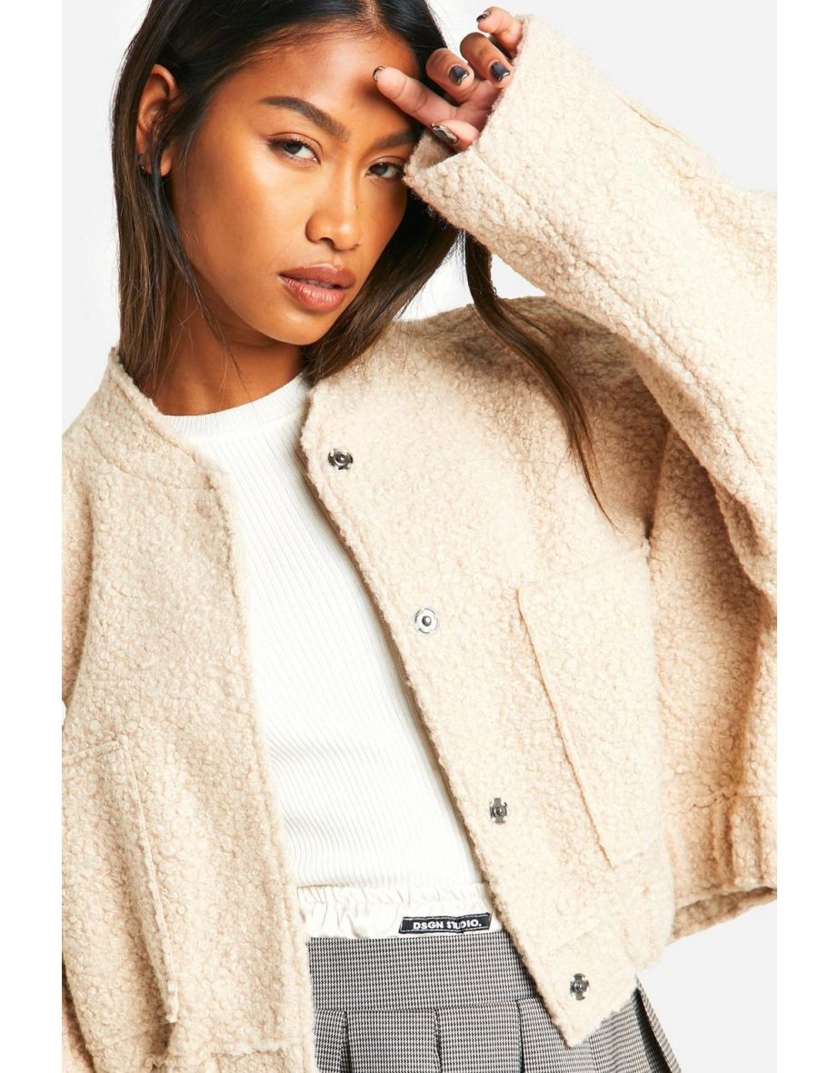 Boucle Bomber Jacket - stone - 3