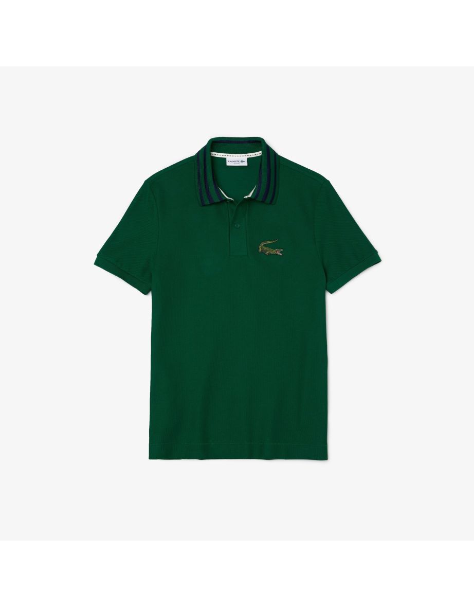 Shop Men s Lacoste Slim Fit Crocodile Embroidery Pique Polo Shirt in Green Online in United Arab Emirates VogaCloset