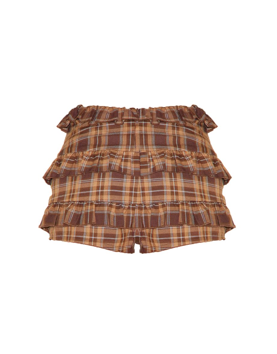 Blue Gingham Woven Frill Bloomer Shorts - 5