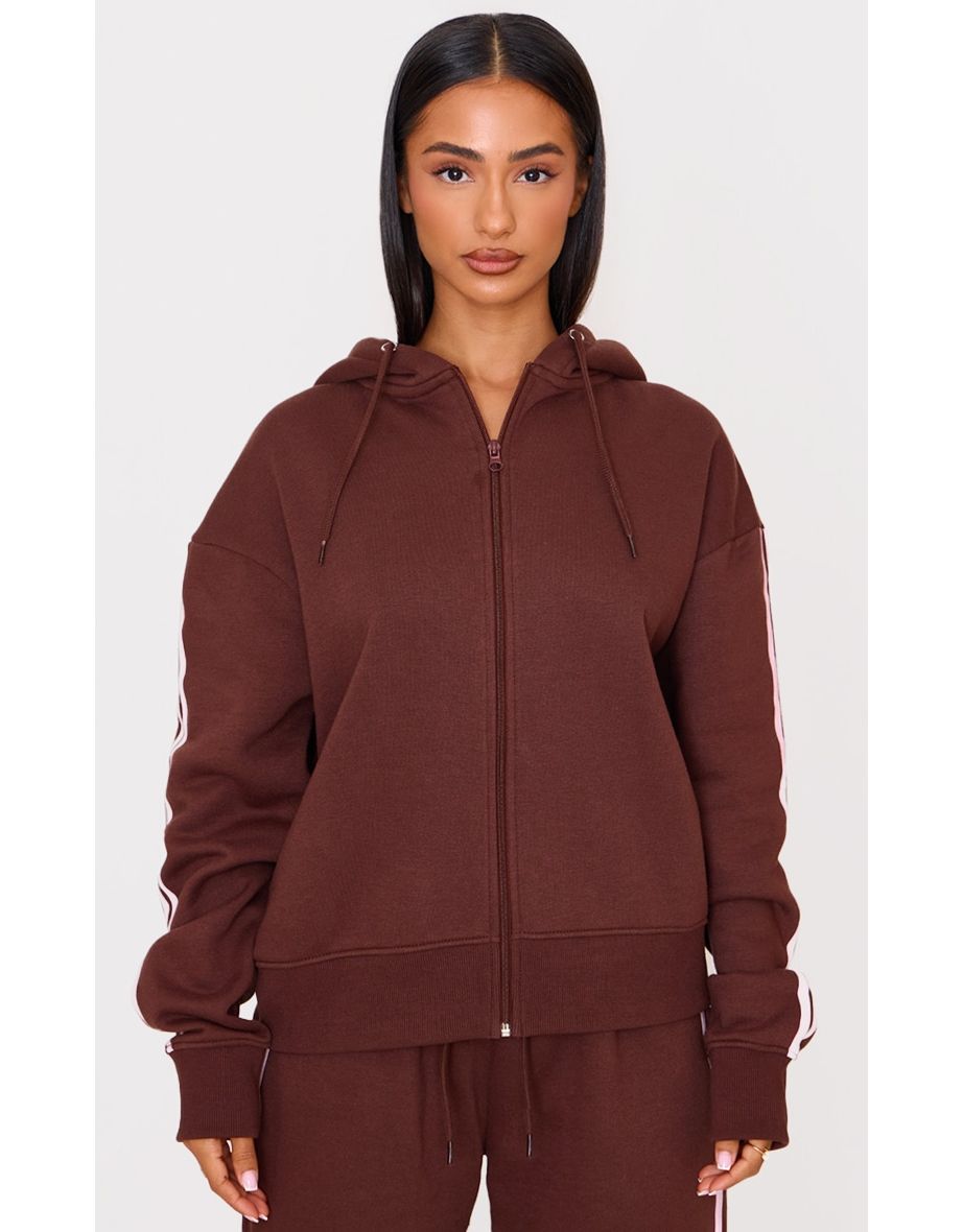 Petite Chocolate Hooded Zip Up Sweatshirt