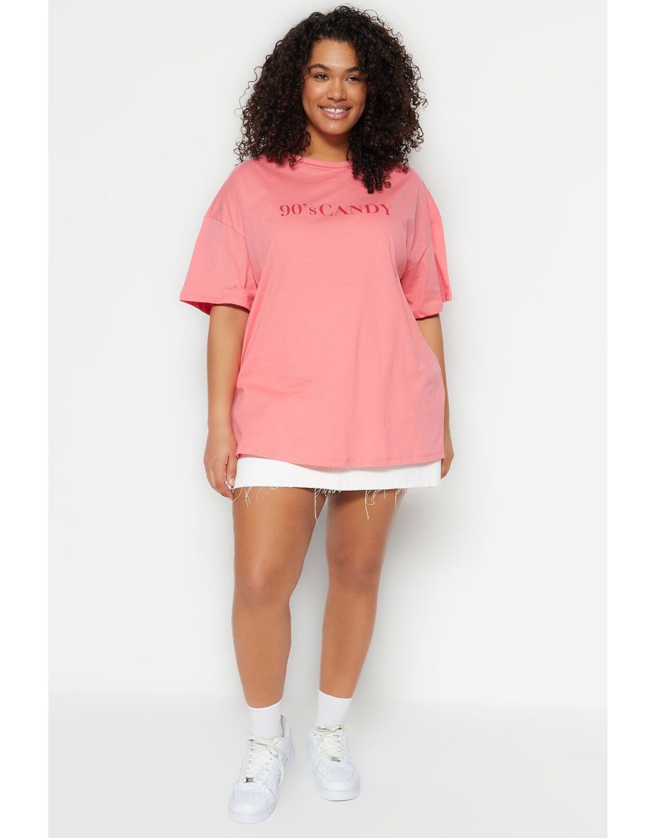 Plus Size T-Shirt - Pink - Oversize