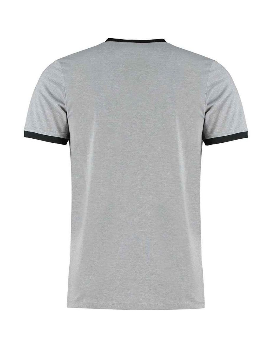 Kustom Kit Mens Ringer Fashion T-Shirt - Black/Light Grey Marl - 1