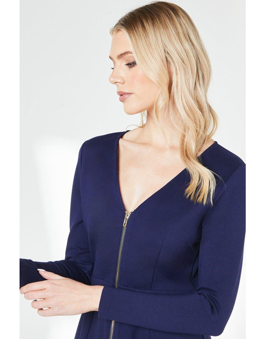 Principles by Debenhams Navy A-Line Midaxi Evening Dress with Long Sleeve - 3