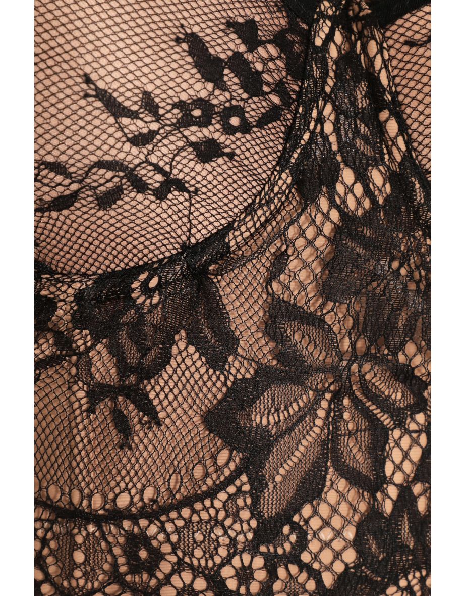 Nude Lace Corset Crop Top - 5
