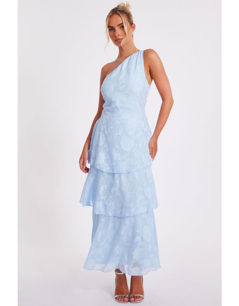 Pale Blue Jacquard Maxi Dress