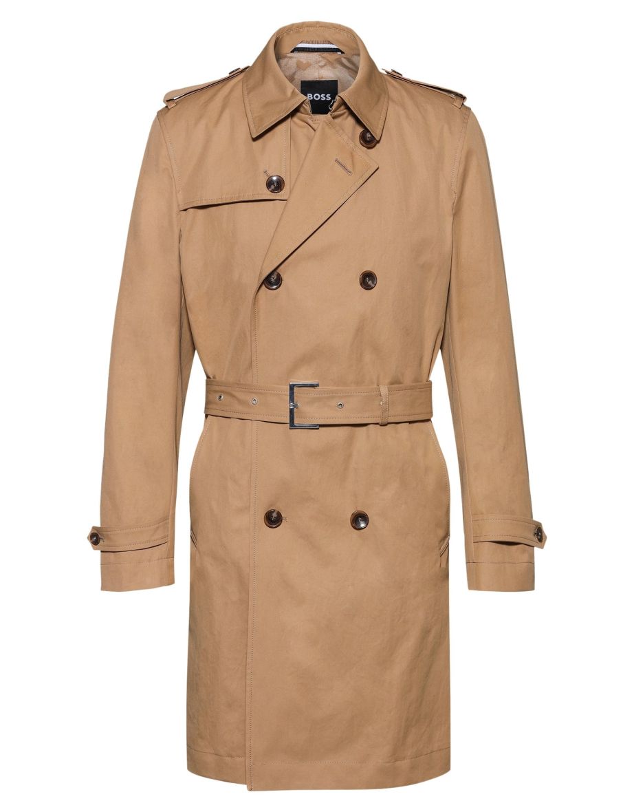 Men's Boss H-Hyde Trench Coat in Cream