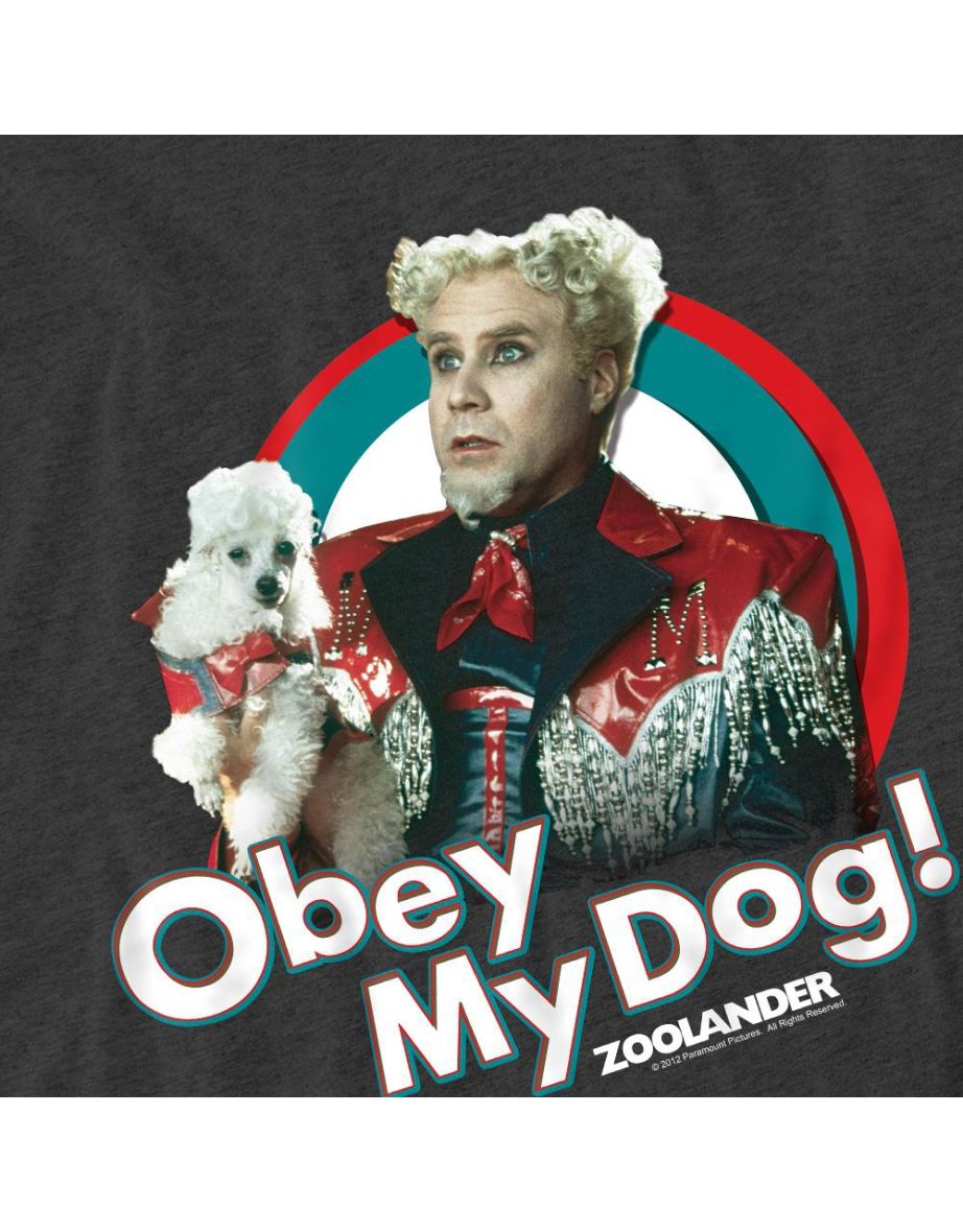 Zoolander Unisex Adult Obey My Dog T-Shirt - Charcoal - 3