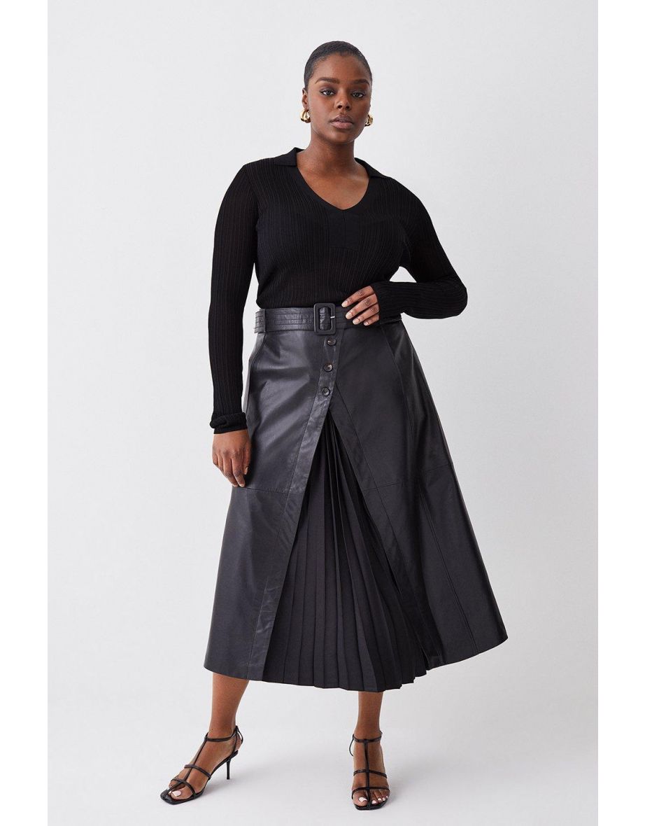 Karen millen a-line leather midi skirt best sale