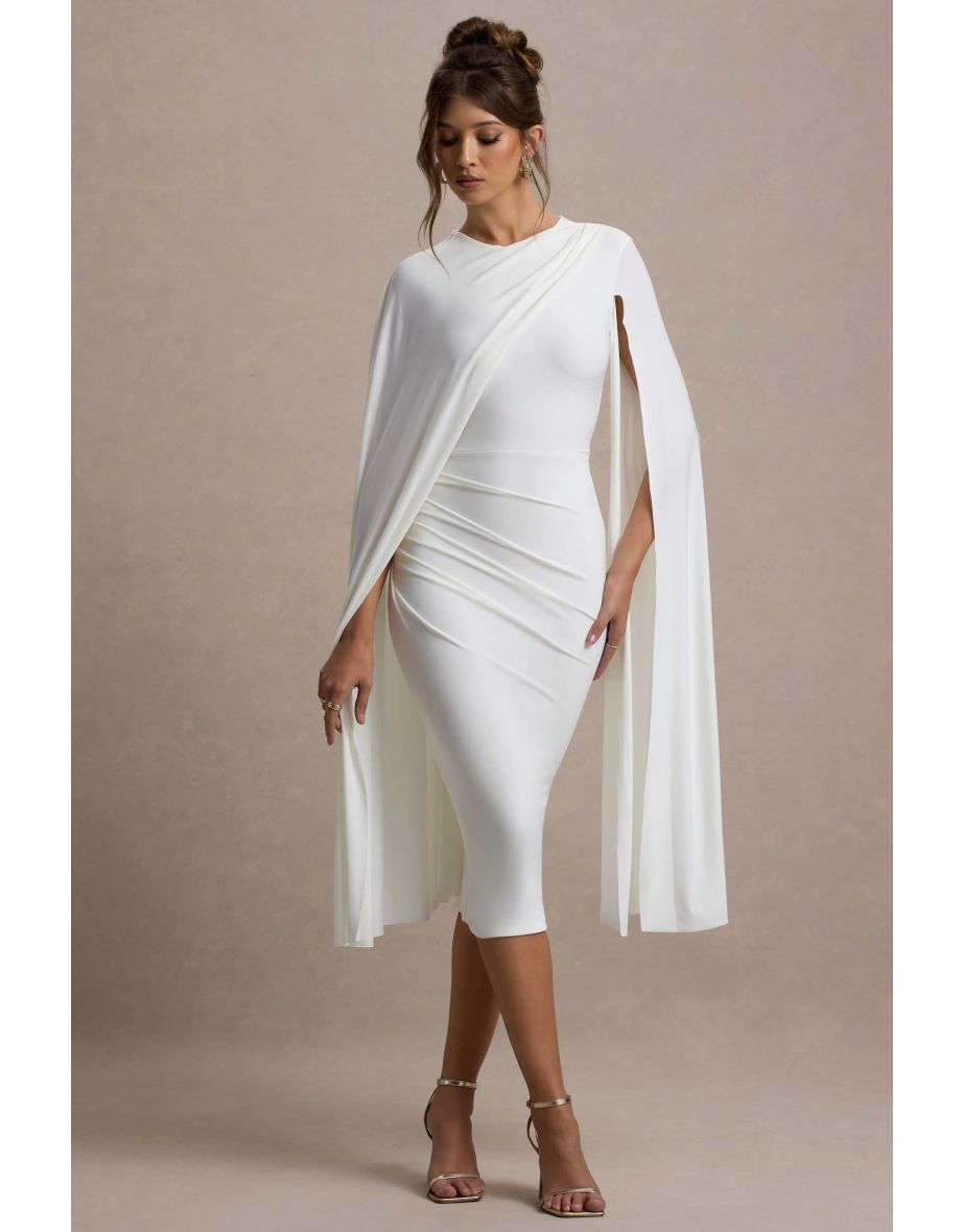 White Bodycon Midi Bridal Dress