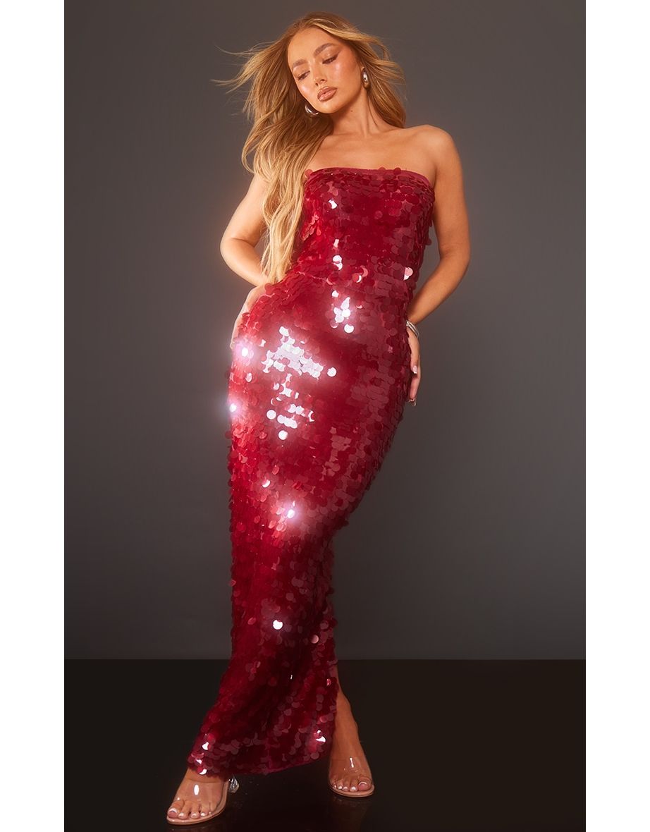 Bandeau sequin maxi dress best sale