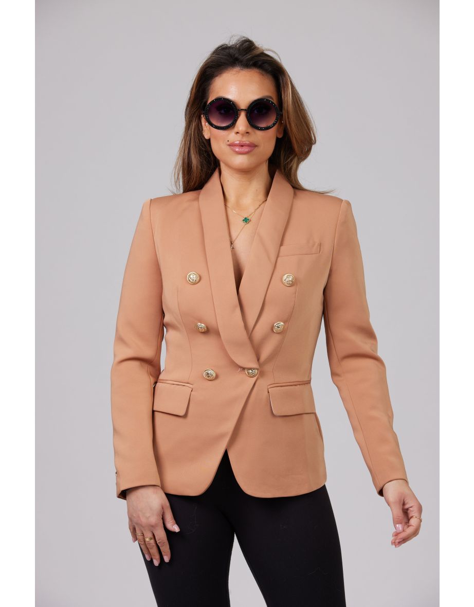 CAMEL WITH GOLD BUTTON BLAZER