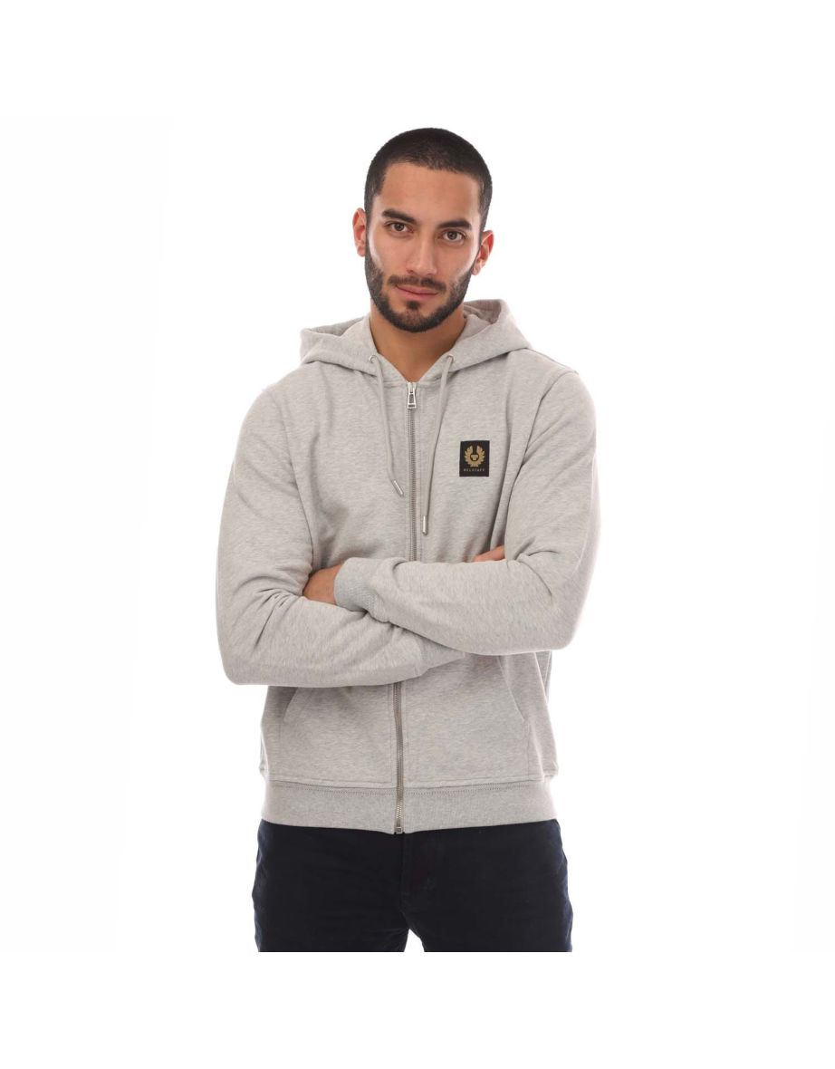 Men's Belstaff Full Zip Hoodie in Silver