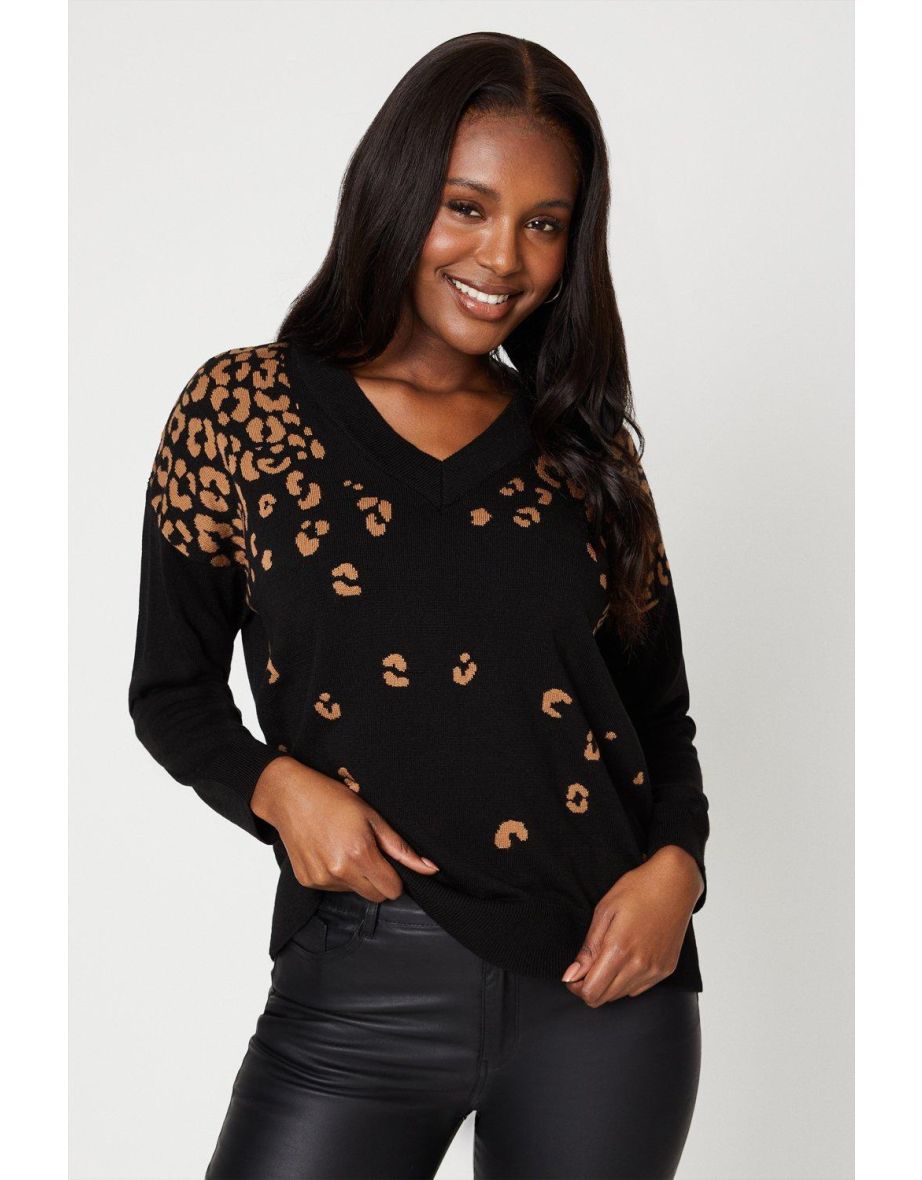 Leopard deals knitted jumper