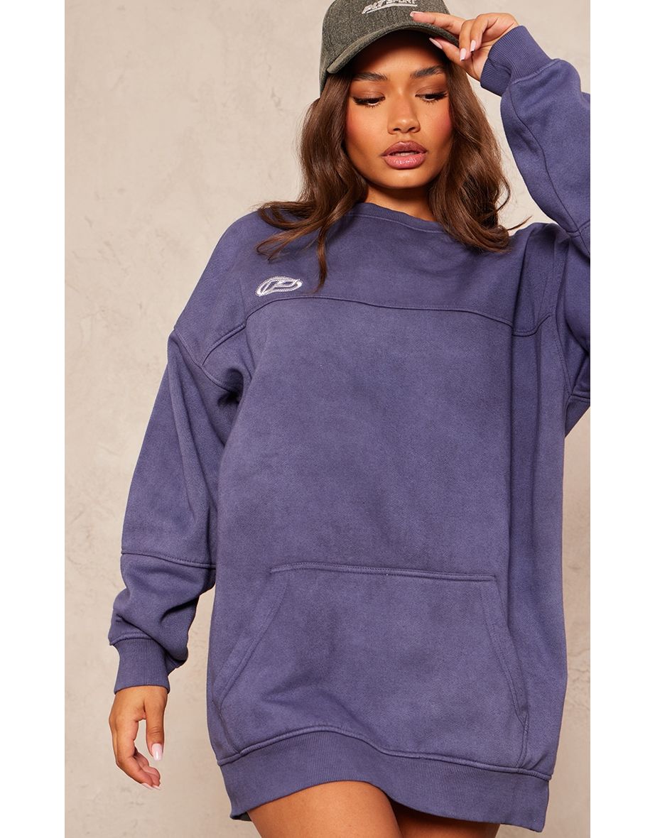 Petite Blue Oversized Jumper Dress